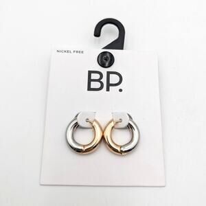 BP. Elegant Two-Tone Hoop Earrings for Women Gold & Silver Finish